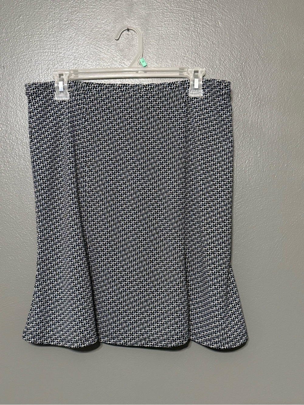 Express Navy & White Geometric A-Line Skirt.
